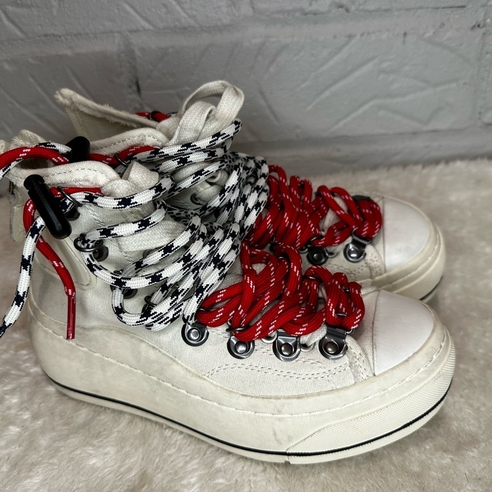 R13 Off-White Double Grommet Kurt Sneakers Size 36 - Picture 2 of 15